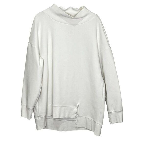 Wolford Sweatshirt Womens Medium White Oversized Mock Neck Asymmetrical Pullover - Picture 1 of 8
